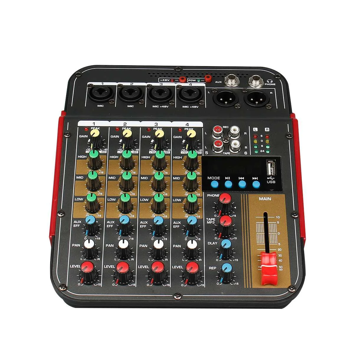4 канала bluetooth DJ Mic Mixer Contrl светодиодный цифровой дисплей музыкальный поток караоке усилитель для караоке KTV Вечерние