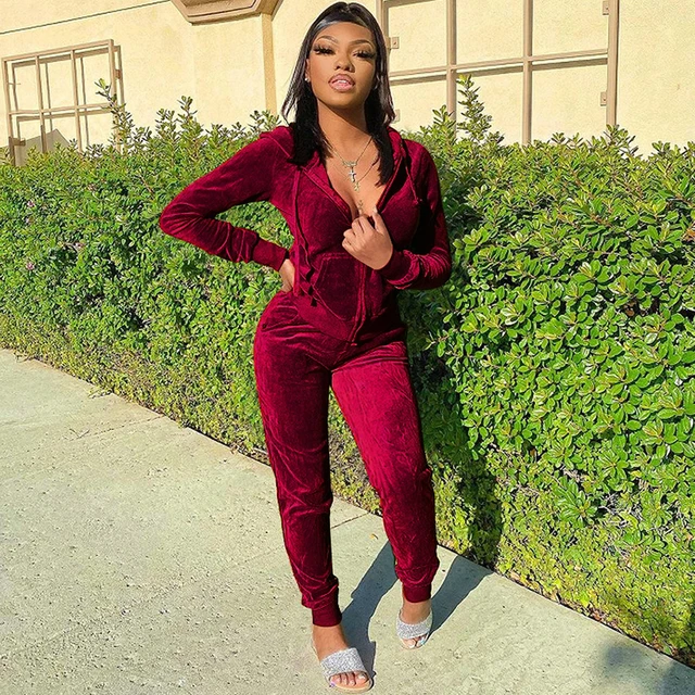 Burgundy Velvet Sweatsuit Sale Online | bellvalefarms.com