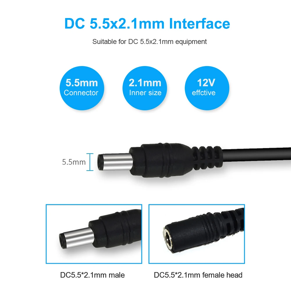 UDECER 20ft/32ft (6M/10M) Extension Cable for CCTV Camera DC 12V 2