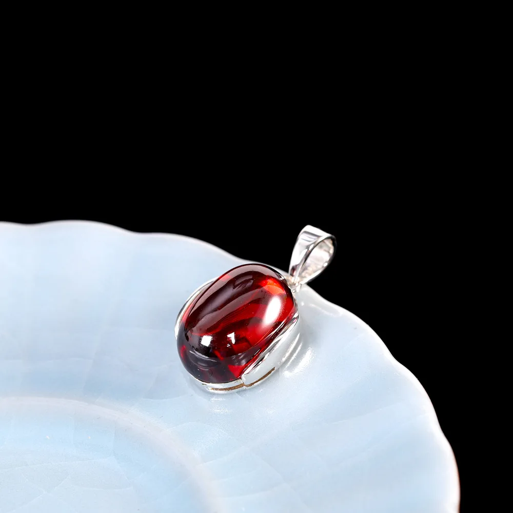 Red Garnet Necklace Pendant 100% 925 Sterling Silver Women Fine Jewelry Natural Stones Female Simple SP16 pendant necklace silver necklace silver pendant