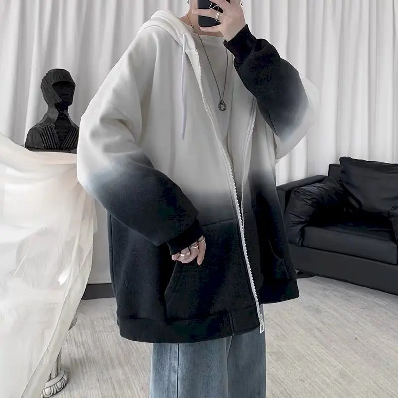 

Men's Tie-dye Hoodies Jacket Plus Velvet Retro Hong Kong-style Jacket Korean Version Loose 2020 New Couple Sweatshirts Harajuku