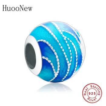 

Blue Sea Beads Authentic 925 Sterling Silver Jewelry Fit Original Charms Bracelet 2018 Summer Gift Pulseras DIY Berloque