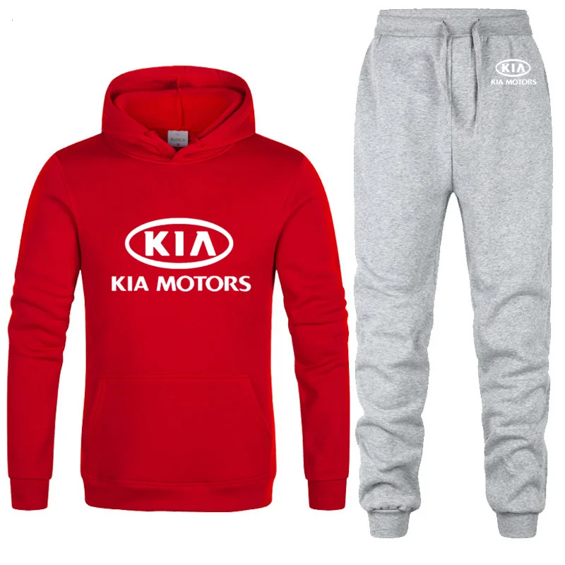 Мужские толстовки с капюшоном с логотипом KIA, унисекс, модная мужская толстовка с капюшоном в стиле хип-хоп, harajuku, повседневные флисовые худи, штаны, костюм из 2 предметов - Цвет: 808