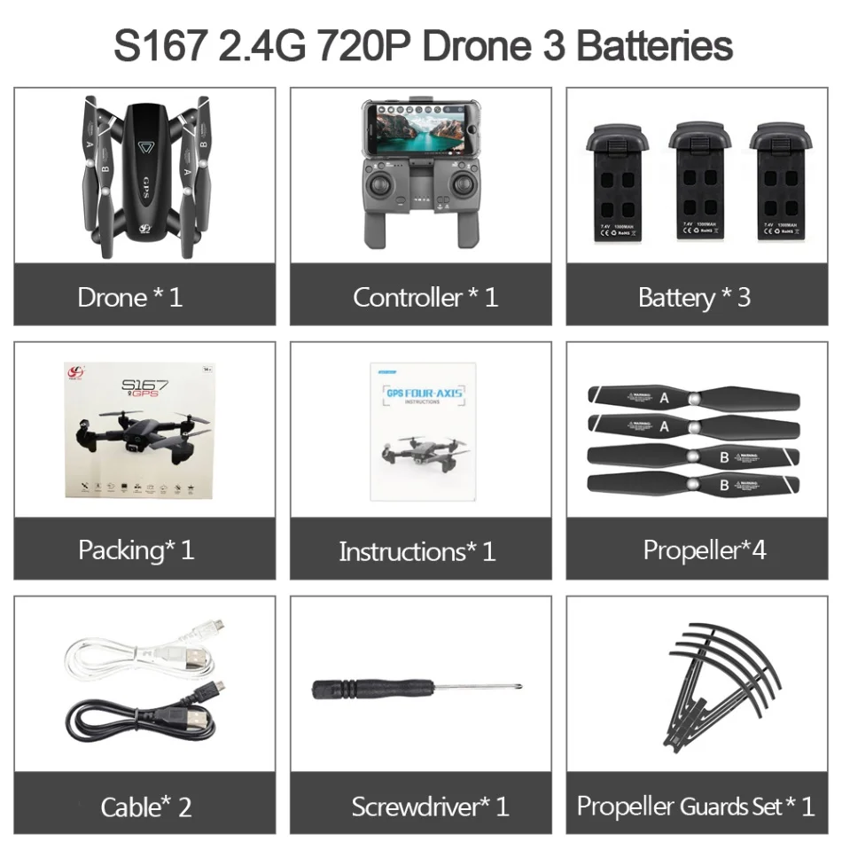 CSJ S167GPS Дрон с камерой Wi-Fi FPV Дрон 720P камера точка полета управление жестом авто возврат дома RC Квадрокоптер сумка - Цвет: 720P 3B Original Box