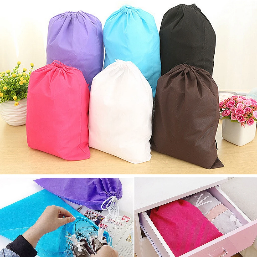 

Non-woven Laundry Shoe Travel Pouch Portable Tote Drawstring Storage Bag Organizer Travel Accessories Pouch Drawstring Bag tall
