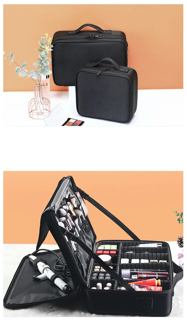 New Professional Makeup Organizer Cosmetic Case Bag Large Capacity Storage Case Multilayer Suitcase