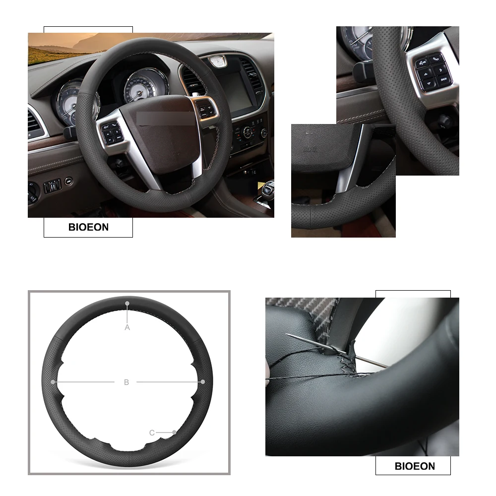 Черный PU искусственная кожа крышка рулевого колеса для Chrysler 300C 200 Grand Voyager 2011