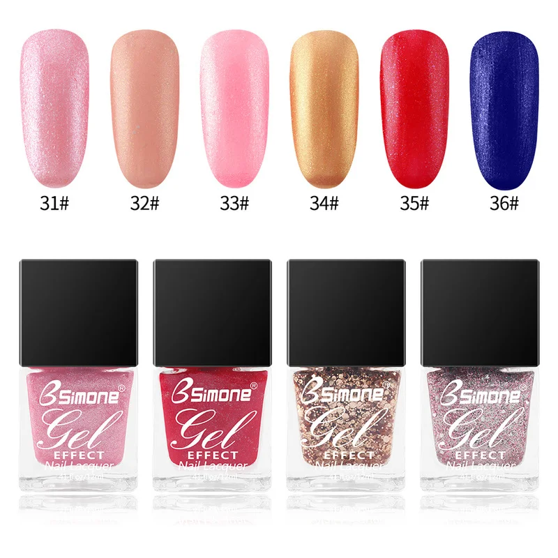 

New Water-based Sparkling Pearl Nail Polish Waterproof Long Lasting Healthy Nail Polish Multi-color Matching Choice TSLM1
