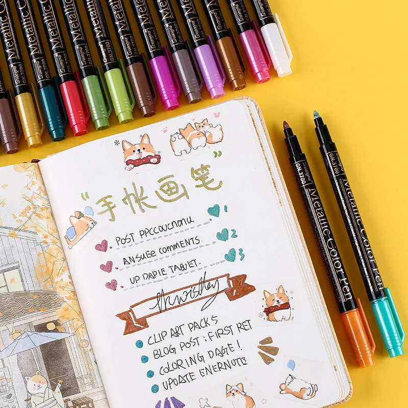 20 Colors Multifunction Pens for Drawing Creative DIY Marker Pens for Children Color Calligraphy Pen Metallic Color Marker Pen