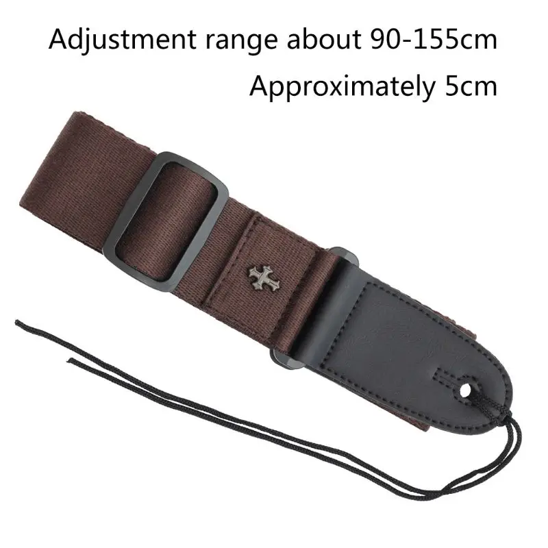 Vintage Cross Electric Guitar Strap Acoustic Folk Guitarra Belt with Pick Pocket Q6PB