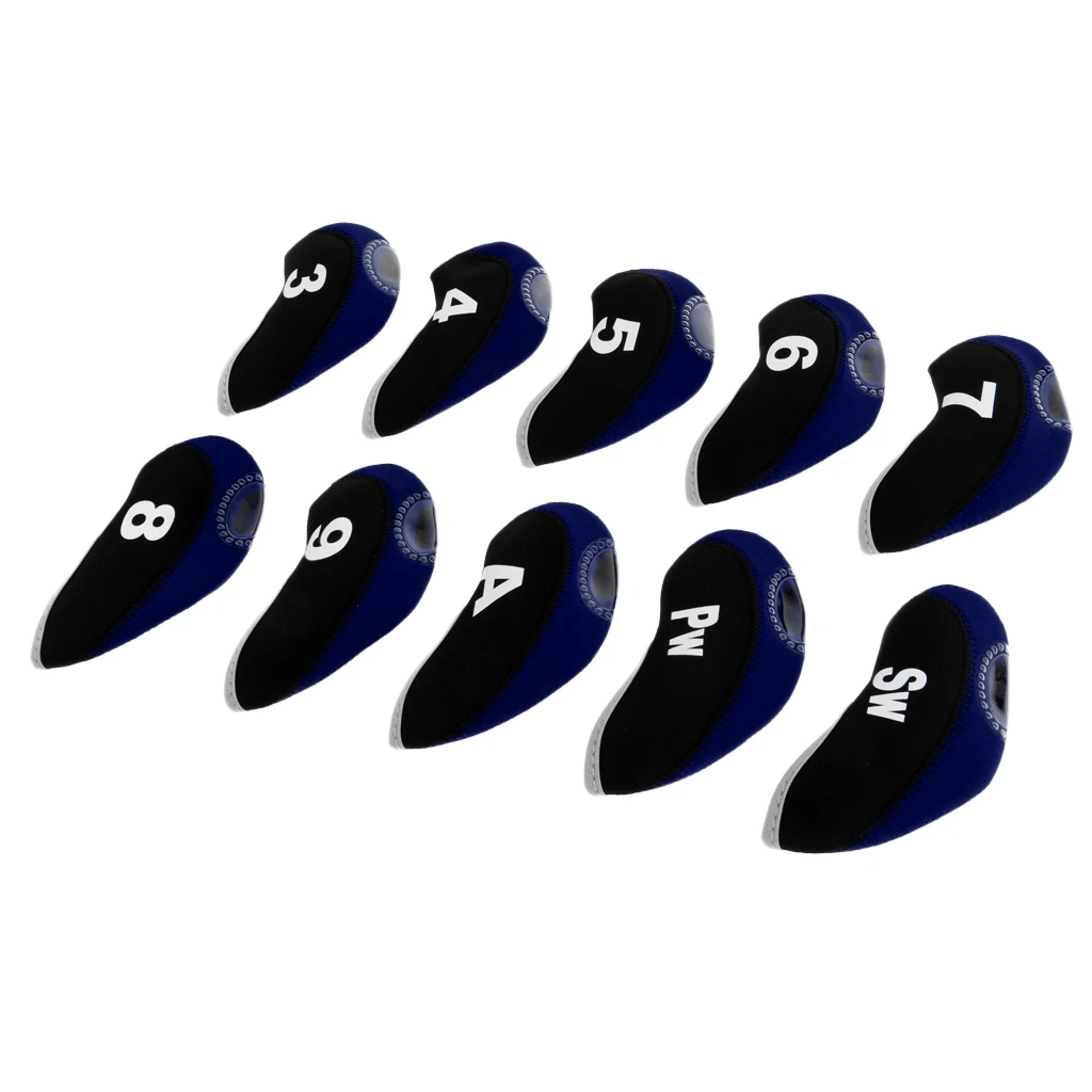 10pcs/pack Golf Club head Wedge Iron Cover Golf Head Covers Protective Set Dirtproof Durable Golf Club Protectoive Case