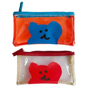 

Kawaii Cartoon Bear Pencil Bag Transparent Pen Case Kids Gift Cosmetic Stationery Pouch Office School Supplies