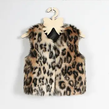 

Kids Girls Faux Fur Leopard Print Vest Coat Waistcoat Thicken Baby Jacket