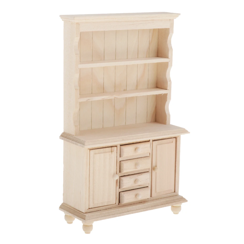 Wooden Book Shelf Storage Organizer Cupboard For 1/12 Dollhouse Furniture