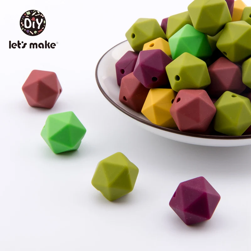 Let's make Silicone Multi-faceted beads 50pcs 14mm Candy Color Beads Baby Safe DIY Can Chew Nursing Necklace Baby Teether