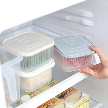 

Creative Square drain sealed box for Ginger garlic onion refrigerator food crisper debris Fridge box tray kitchen organizer