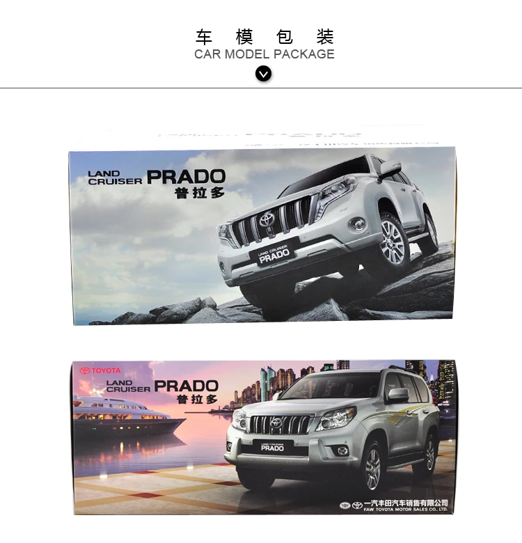 Оригинальная Авторизованная аутентичная модель автомобиля SUV Toyota Land Cruiser Prado 1/18, черная металлическая классическая модель в подарок