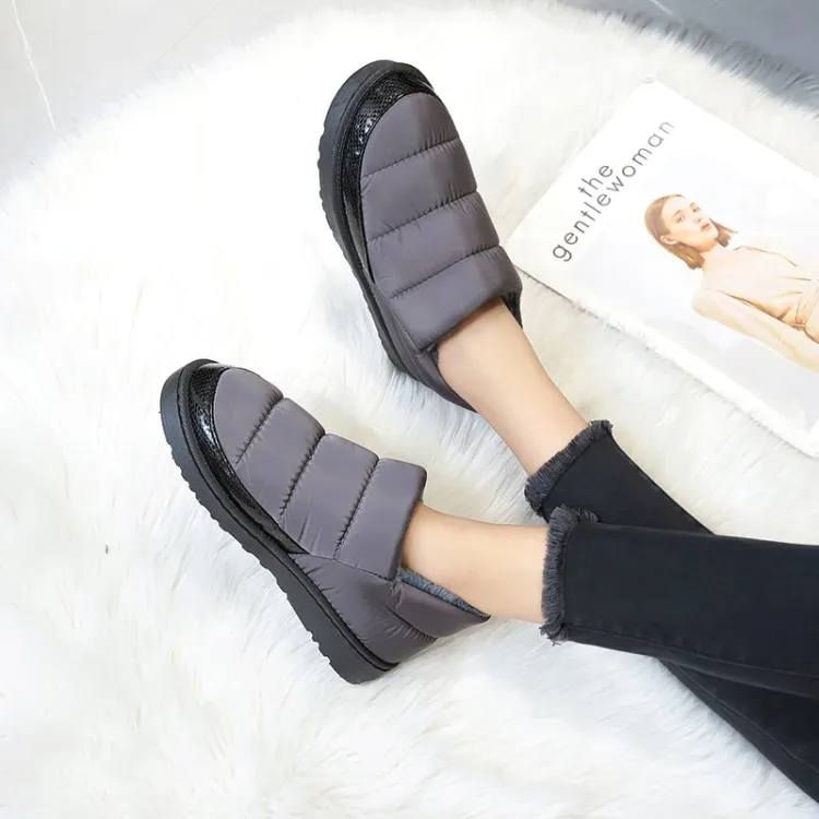 Женские зимние ботинки; botas femininas; теплые водонепроницаемые плюшевые ботильоны на плоской подошве; женская теплая обувь из хлопка