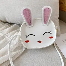 Милая Детская сумка через плечо для маленьких девочек с милым кроликом на молнии; кожаная сумка-мессенджер для детей; повседневные Карманы для телефона; сумки для девочек