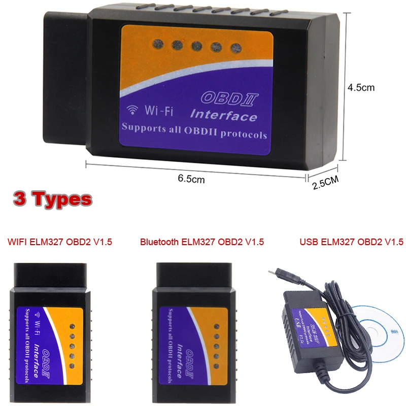 ELM327 V1.5 Wifi Bluetooth USB OBD2 Мини Автомобильный диагностический инструмент OBDII сканер кода считыватель для Android/iphone/IOS/Windows