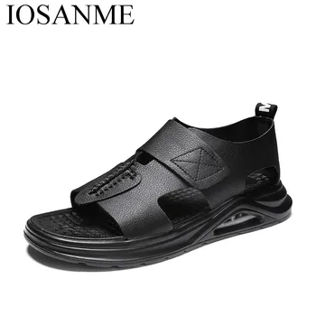

summer men leather dress sandals italian designer male beach work breathable moccasins homme high quality elegant flats for man