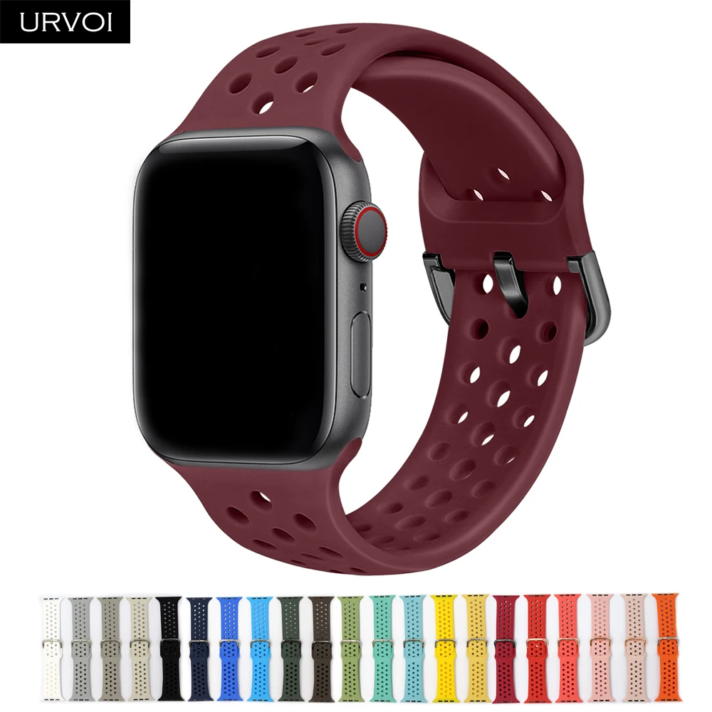URVOI спортивный ремешок для наручных часов Apple Watch NIKE+ series 5/4/3/2/1 ремешок для наручных часов iWatch, силиконовой лентой штырь на замену-and-tuck металлической пряжкой