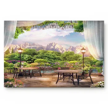 

Balcony Balcony Table Flower Pillar Scenery Mountain Tree Curtain Sea Classic Indoor Bathroom Decor Doormats