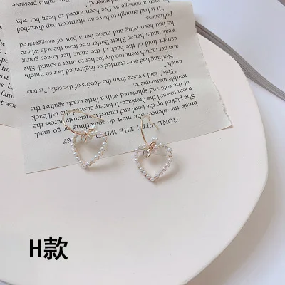 H Silver needle AOMU, простые, модные, классические, жемчужные, стразы, с петлей, серьги-кольца для женщин, золотой цвет, рок, круглые, круглые, серьги-кольца, вечерние, подарки - Окраска металла: H Silver needle