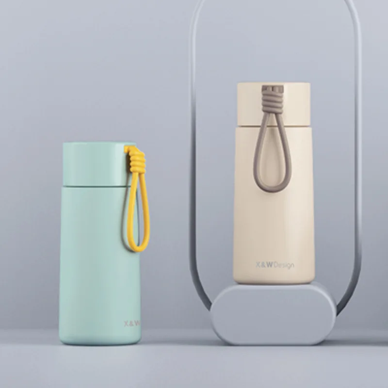 

Candy-Colored Knot Insulated Cup 304 Stainless Steel Vacuum Bottle Pot Small Capacity Silica Gel Hand Readily Water Cup