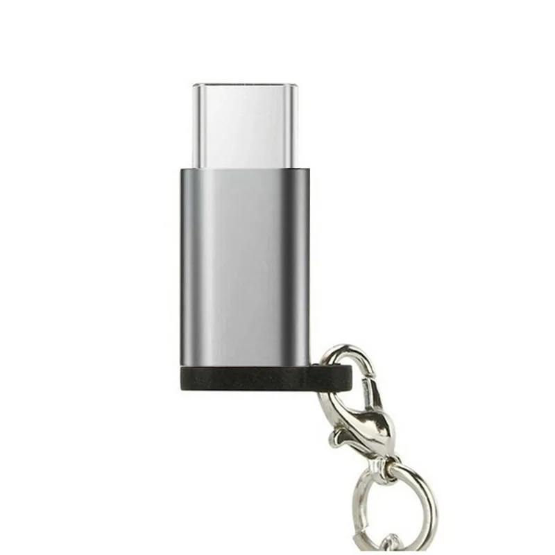 Тип C адаптер USB-C к Micro USB конвертер адаптер с брелок для Android - Цвет: Gray