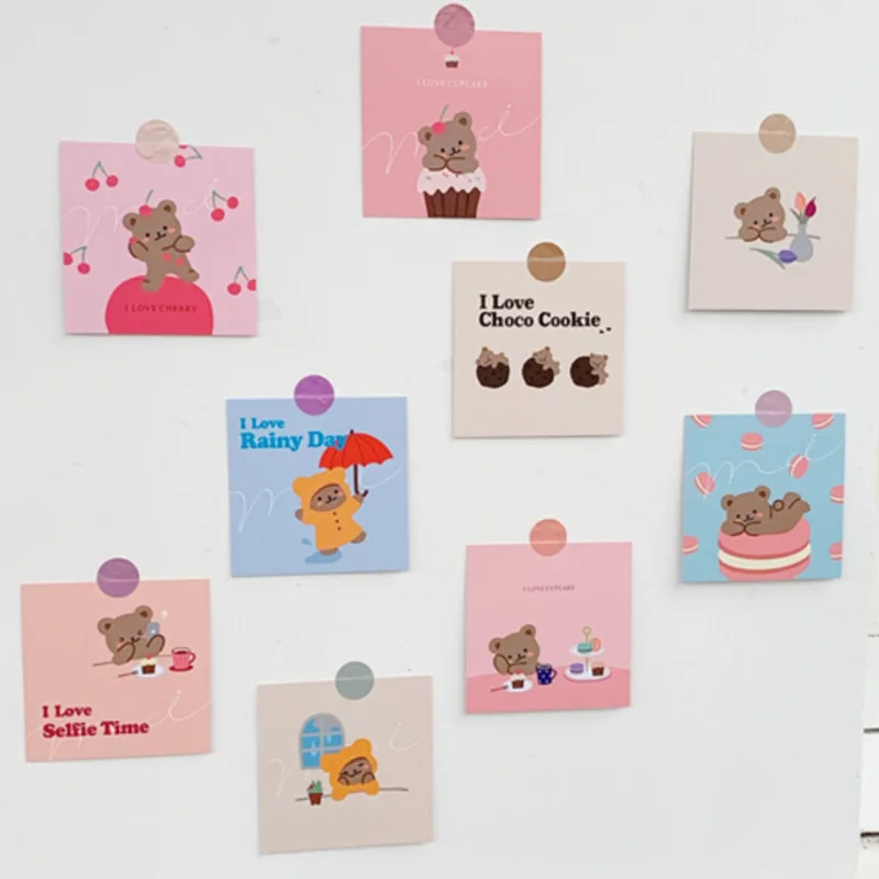 lona Tienda Estribillo Tarjetas de Felicitación de decoración de oso de dibujos animados, álbum de  manual de I Love Cupcake, pegatina de pared para habitación, accesorios de  foto, papelería, 9 Uds.|Tarjetas y Cartón| - AliExpress