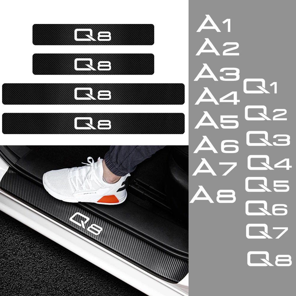 4 шт. наклейки из углеродного волокна на пороги автомобиля для Audi Sline A1 A2 A3 A4 A5 B8 B6 B7