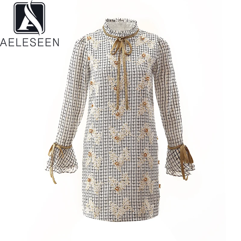 AELESEEN 2019 зима новые офисные женские прямые платья роскошные Кристальные