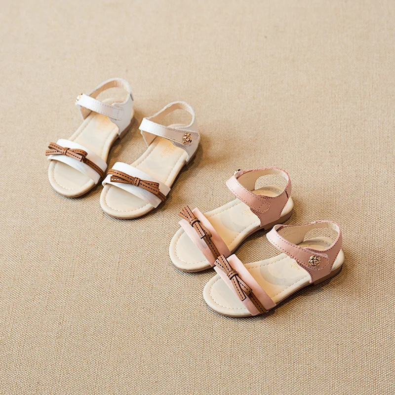 

2018 New Style Genuine Leather Baby Sandals Soft Bottom Girls Princess Shoes Anti-slip CHILDREN'S Shoes 1-3 Years Old Bow Sandal
