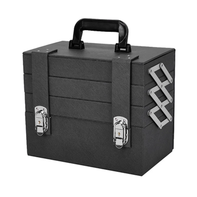 New hot Women Retro Cosmetic case,lady Nails Makeup Toolbox,Foldable Beauty Box Luggage Suitcase,girls cute pink Tattoo hangbag