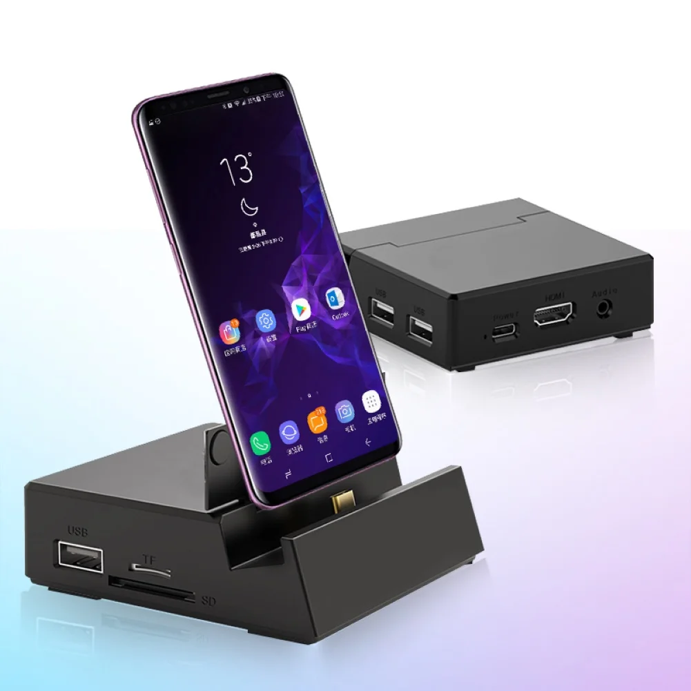 8 в 1 USB-C концентратор тип-c к HDMI TF USB 2,0 док-станция держатель телефона адаптер