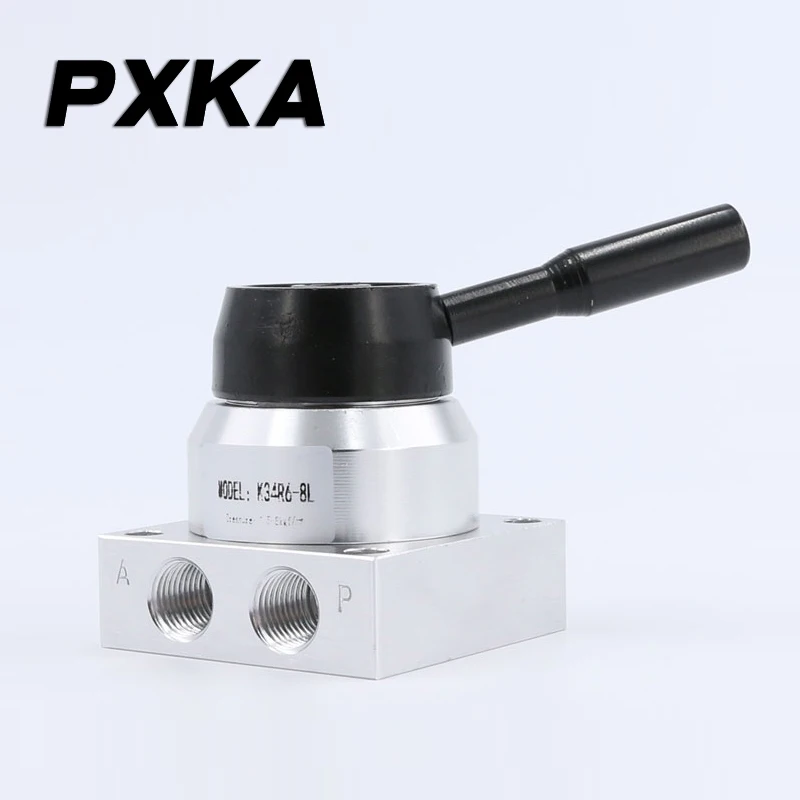 Free shipping Pneumatic manual valve manual rotary valve K34R6-8D/K34R6-8L manual valve cylinder control valve 3-position 4-way