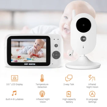 

Wireless Video Baby Monitor Digital Sleep Monitoring 3.5 Inch 240*320 Camera Night Vision Temperature Sensor Built-In 8 Lullabie