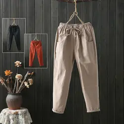 8949 # штаны-шаровары для фотосессии из хлопка и льна с эластичной резинкой на талии, женские штаны-Капри