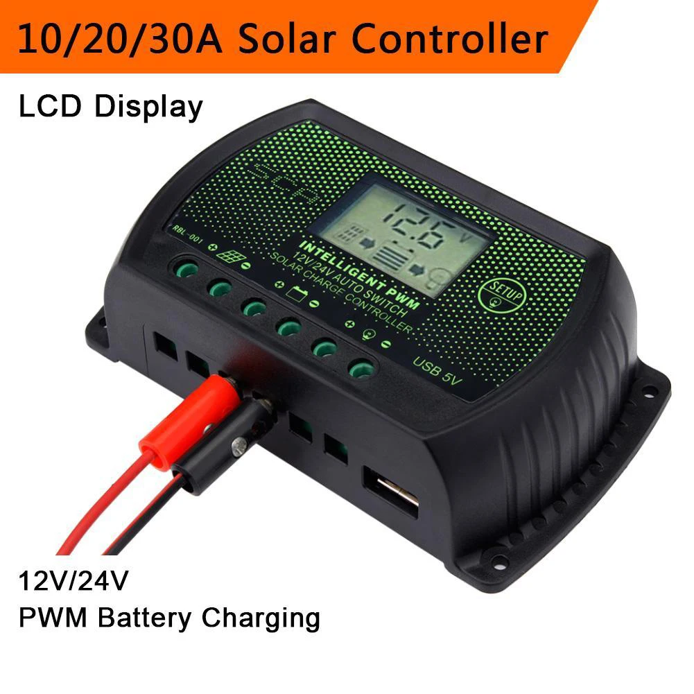 

10/20/30A LCD Solar Panel Battery Regulator Light Control Auto PWM Mode Overload Pretection Solar Panel Regulator