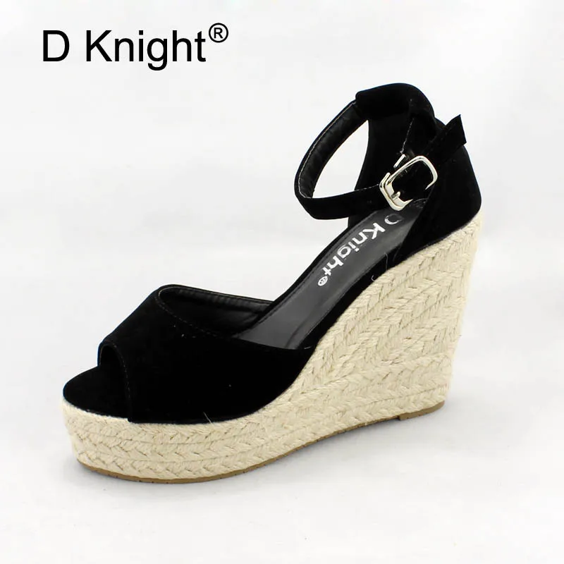 Women's Wedges Sandals Straw Wedge Heel Gladiator Sandals Size 32-44 for Women Buckle Strap Lady Platform Shoes women high heels platform high heels sandals platform sandals