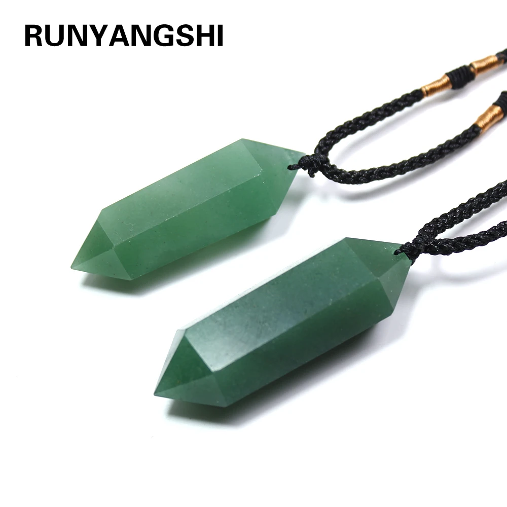 Runyangshi 1 шт. натуральный зеленый кварц авантюрин кристалл подвеска-шестиугольник хризоколла колье ожерелье ювелирные изделия