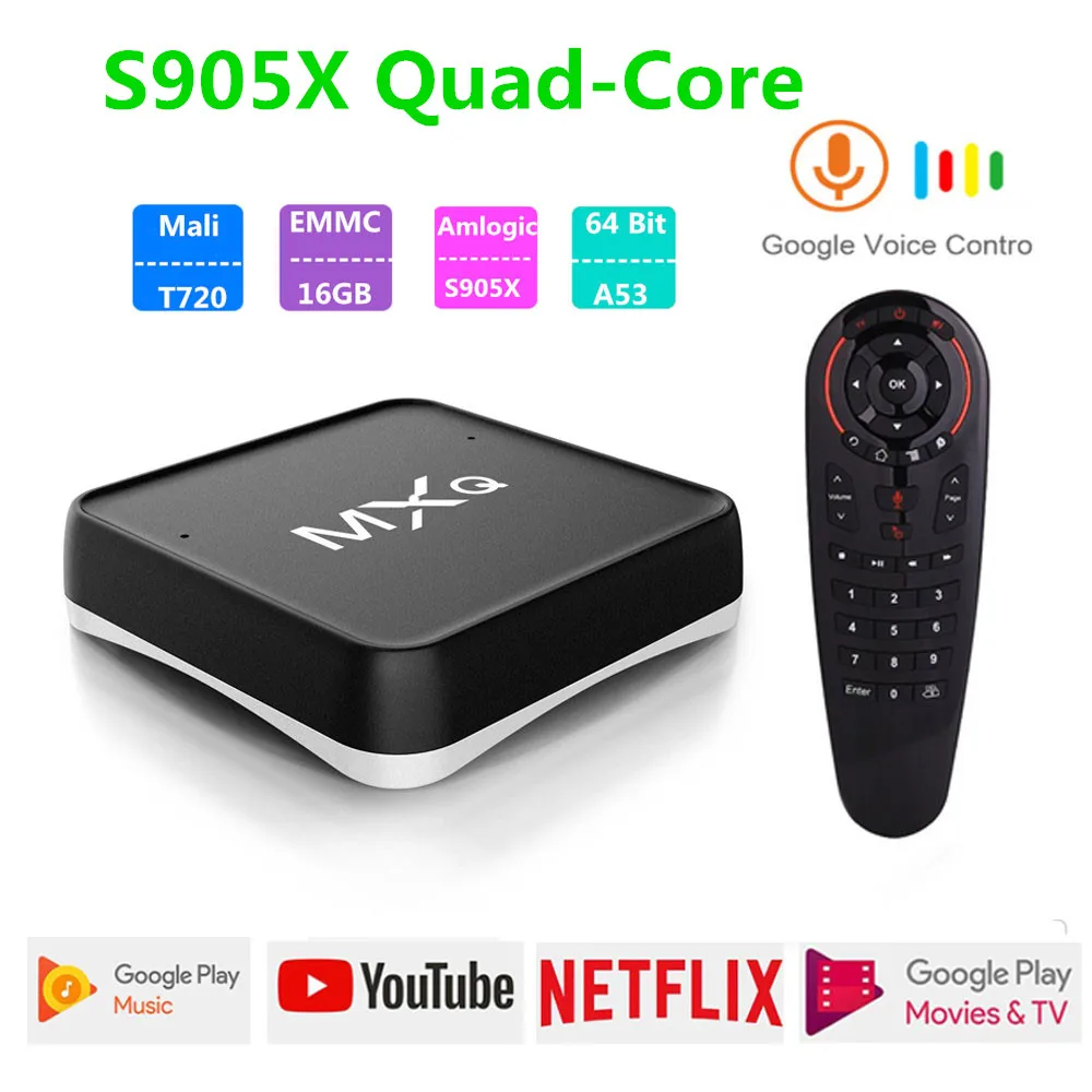 

MXQ Android 7.1 ATV Tv Box Amlogic S905X Quad-Core 2GB DDR3 16GB 2.4G/5G WIFI Voice Control Google Player TV Box Smart 4K HD BOX