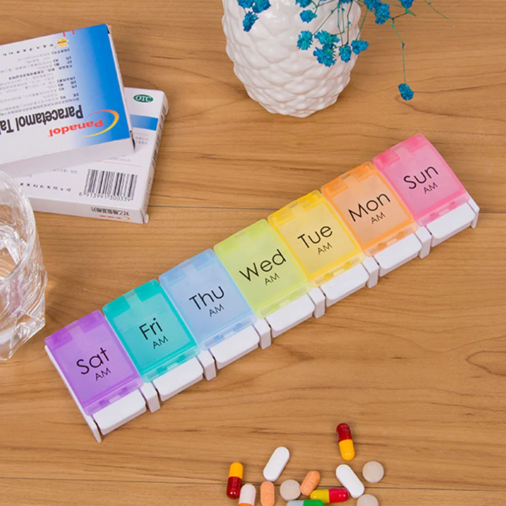 

7 Days Tablet Push-type Bouncing Pill Box Holder Weekly Medicine Storage Organizer Container Cases pill box capsule