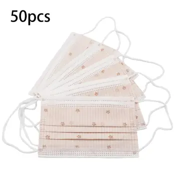 

50Pcs Children Kid Disposable Mouth Mask 3-Ply Protection Floral Printed Dustproof Anti-Saliva Thicken Face Cover