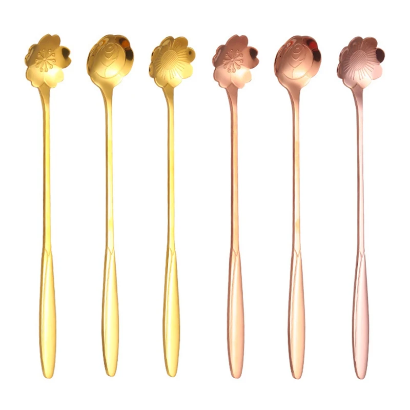 Creative Sakura Heart Shaped Tableware with Stainless Steel Long Handle Mixing Spoon | Дом и сад
