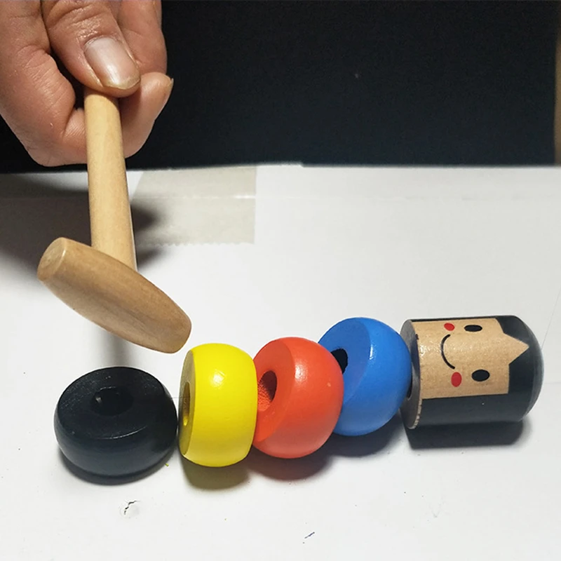 Tumbler Halloween Tricks Funny Toy Stage Unbreakable Wooden Man Girl Magic Funny Toys Traditional Japanese Roly 3