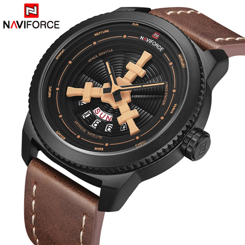 Топ люксовый бренд Мужские часы NAVIFORCE Модные Спортивные кварцевые кожаные водонепроницаемые мужские наручные часы Мужские часы Relogio Masculino