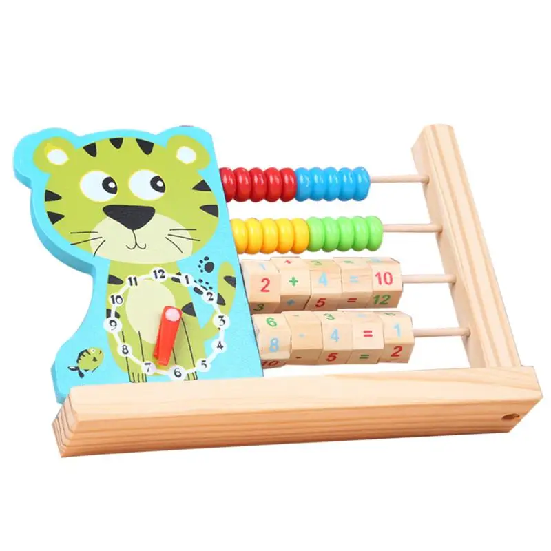 Мультфильм животных часы Abacus Деревянный цифровой расчет детские развивающие игрушки