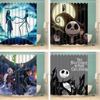 

Anime Jack Skellington Printed Shower Curtains Bathroom Curtain Fabric Waterproof Macrame Shower Curtain Fashion Home Deco